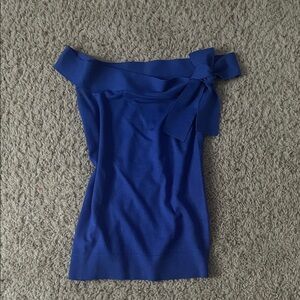 Banana Republic Royal Blue Knit Top with Bow Sweater XS